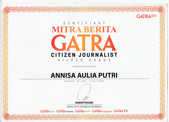 Sertifikat Pelatihan Jurnalistik GATRA